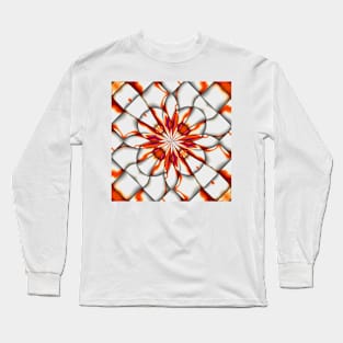 Orange pattern on silver weaved background. Long Sleeve T-Shirt